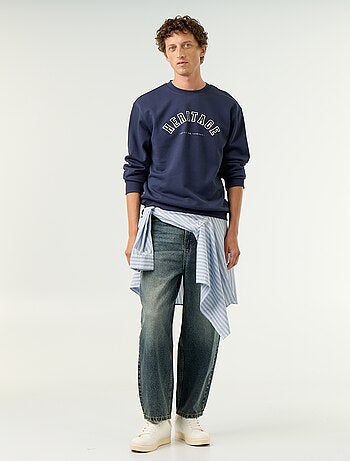 Felpa stile sportswear con scritte ricamate