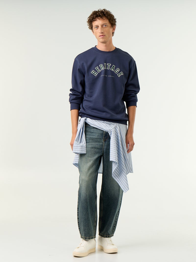 Felpa stile sportswear con scritte ricamate Blu - Kiabi