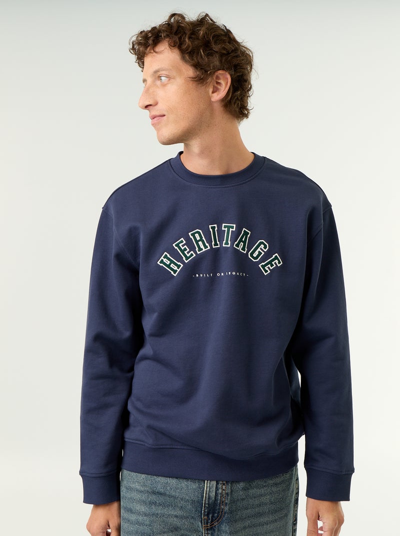 Felpa stile sportswear con scritte ricamate Blu - Kiabi