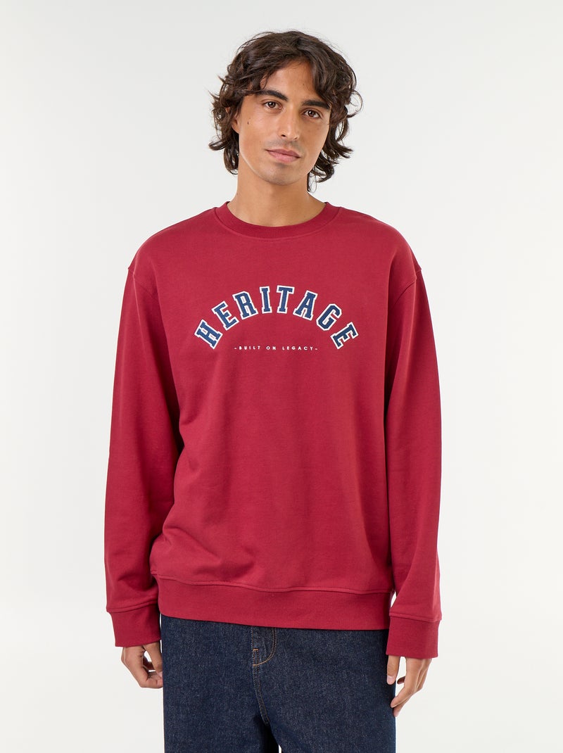 Felpa stile sportswear con scritte ricamate Rosso - Kiabi