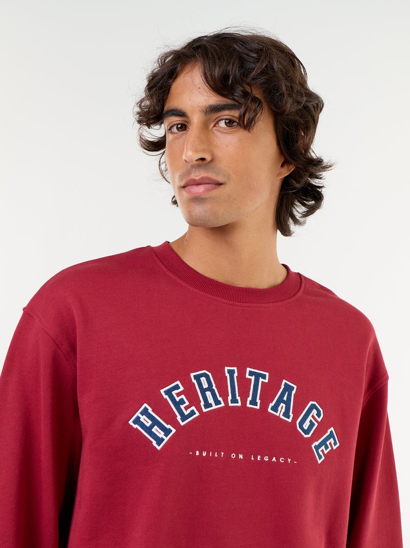 Felpa stile sportswear con scritte ricamate Rosso - Kiabi