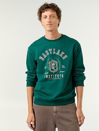 Felpa stile sportswear con scritte ricamate