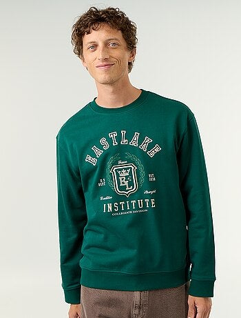 Felpa stile sportswear con scritte ricamate