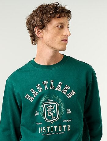 Felpa stile sportswear con scritte ricamate