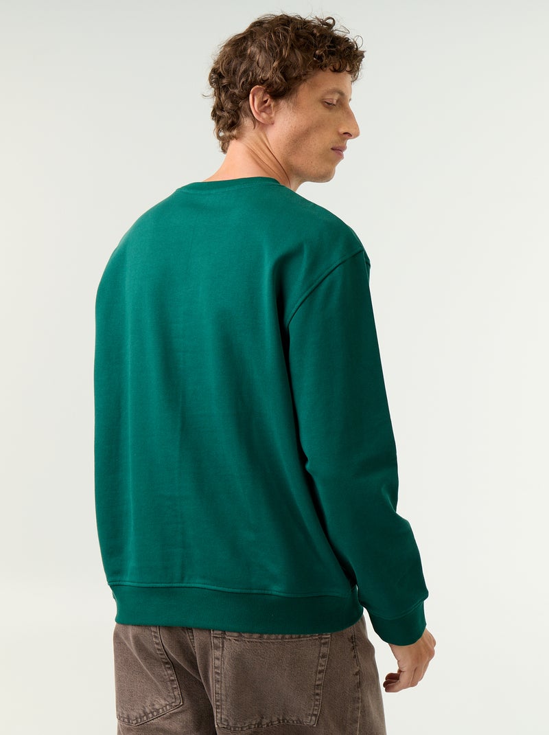 Felpa stile sportswear con scritte ricamate Verde - Kiabi