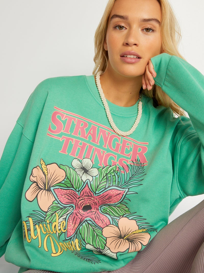 Felpa 'Stranger Things' con scollo tondo VERDE - Kiabi