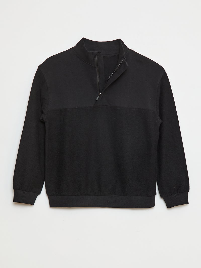 Felpa taglio loose a collo alto con zip Nero - Kiabi