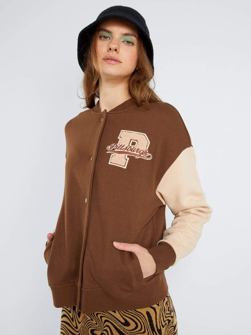 Felpa teddy stile college MARRONE - Kiabi