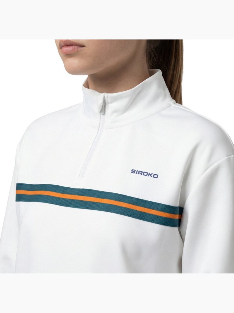 Felpa tennis mezza zip donna tennis donna tiebreak-w Bianco - Kiabi