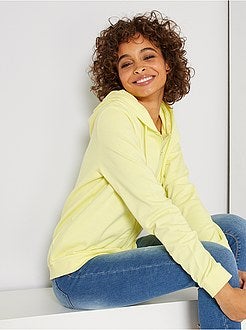 Felpa tessuto felpato zip e cappuccio - Kiabi