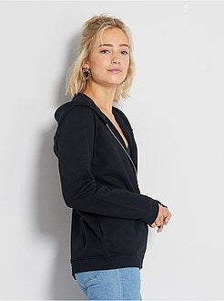 Felpa tessuto felpato zip e cappuccio - Kiabi