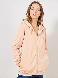 Felpa tessuto felpato zip e cappuccio - Kiabi