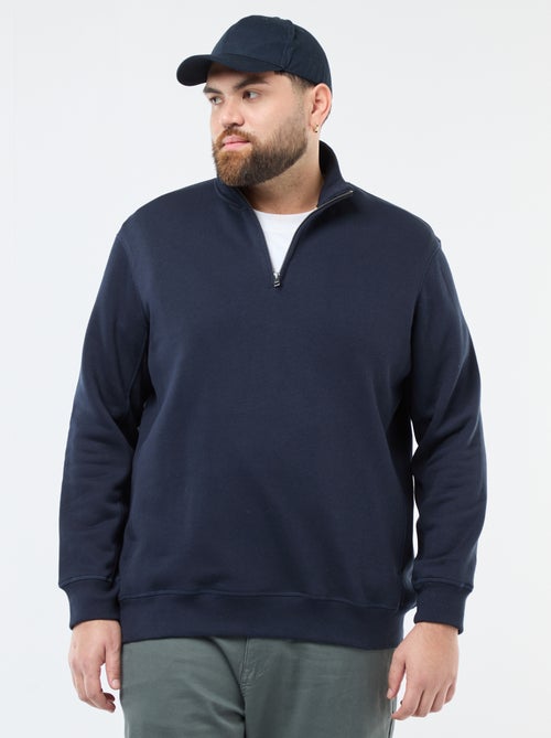 Felpa tinta unita con collo a camionista - Kiabi