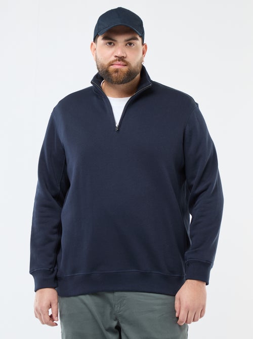 Felpa tinta unita con collo a camionista - Kiabi