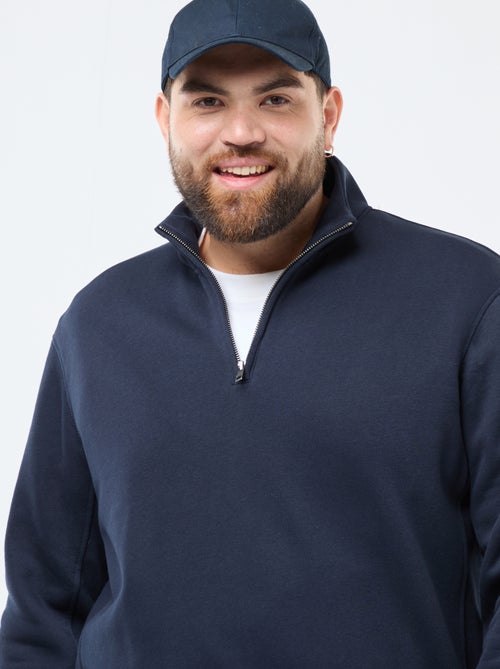 Felpa tinta unita con collo a camionista - Kiabi