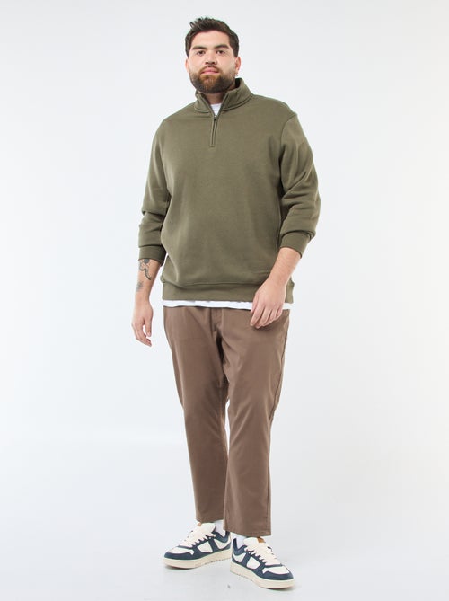 Felpa tinta unita con collo a camionista - Kiabi