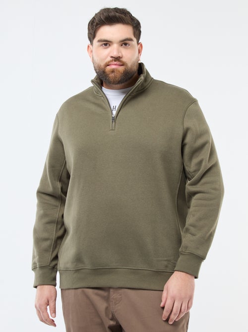 Felpa tinta unita con collo a camionista - Kiabi