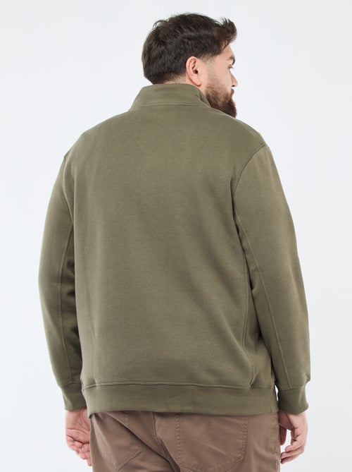 Felpa tinta unita con collo a camionista - Kiabi