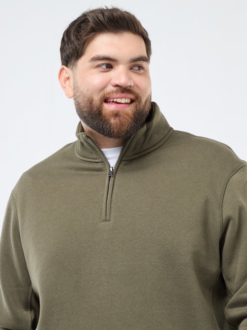 Felpa tinta unita con collo a camionista - Kiabi