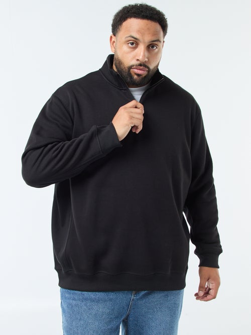 Felpa tinta unita con collo a camionista - Kiabi