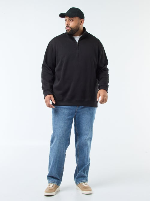 Felpa tinta unita con collo a camionista - Kiabi