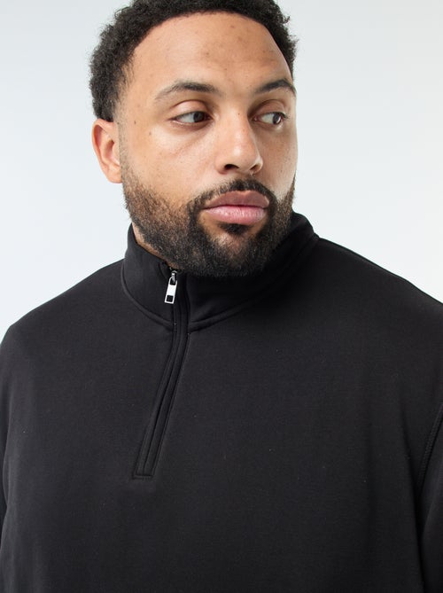 Felpa tinta unita con collo a camionista - Kiabi