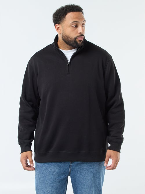 Felpa tinta unita con collo a camionista - Kiabi