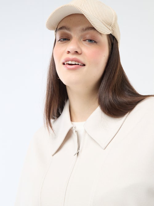 Felpa tinta unita con collo a camionista zippato - Kiabi