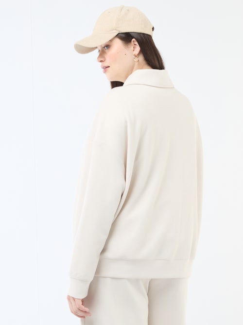 Felpa tinta unita con collo a camionista zippato - Kiabi