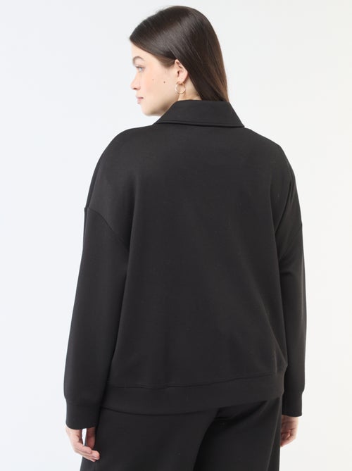 Felpa tinta unita con collo a camionista zippato - Kiabi