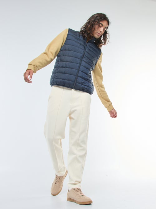 Felpa tinta unita con collo rotondo in felpa garzata - Kiabi