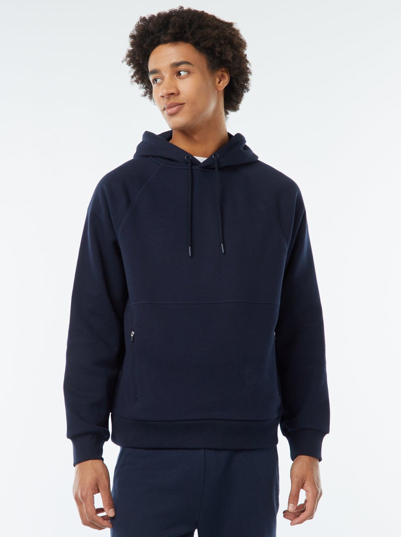 Felpa tinta unita con tasche con zip blu - Kiabi