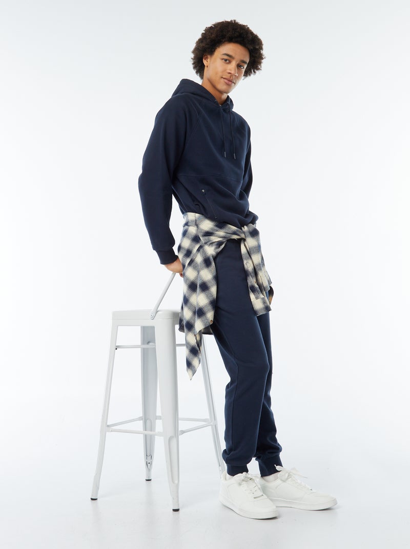 Felpa tinta unita con tasche con zip blu - Kiabi