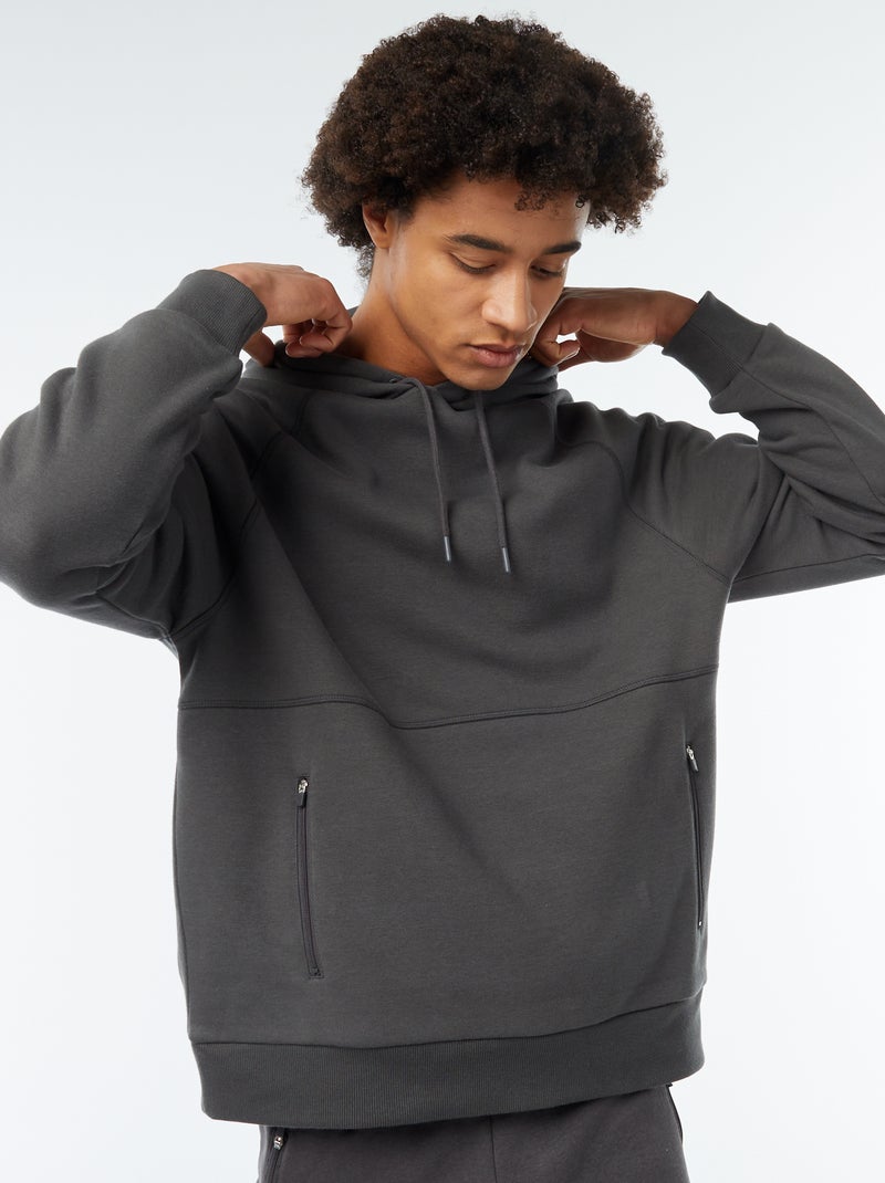 Felpa tinta unita con tasche con zip grigio - Kiabi