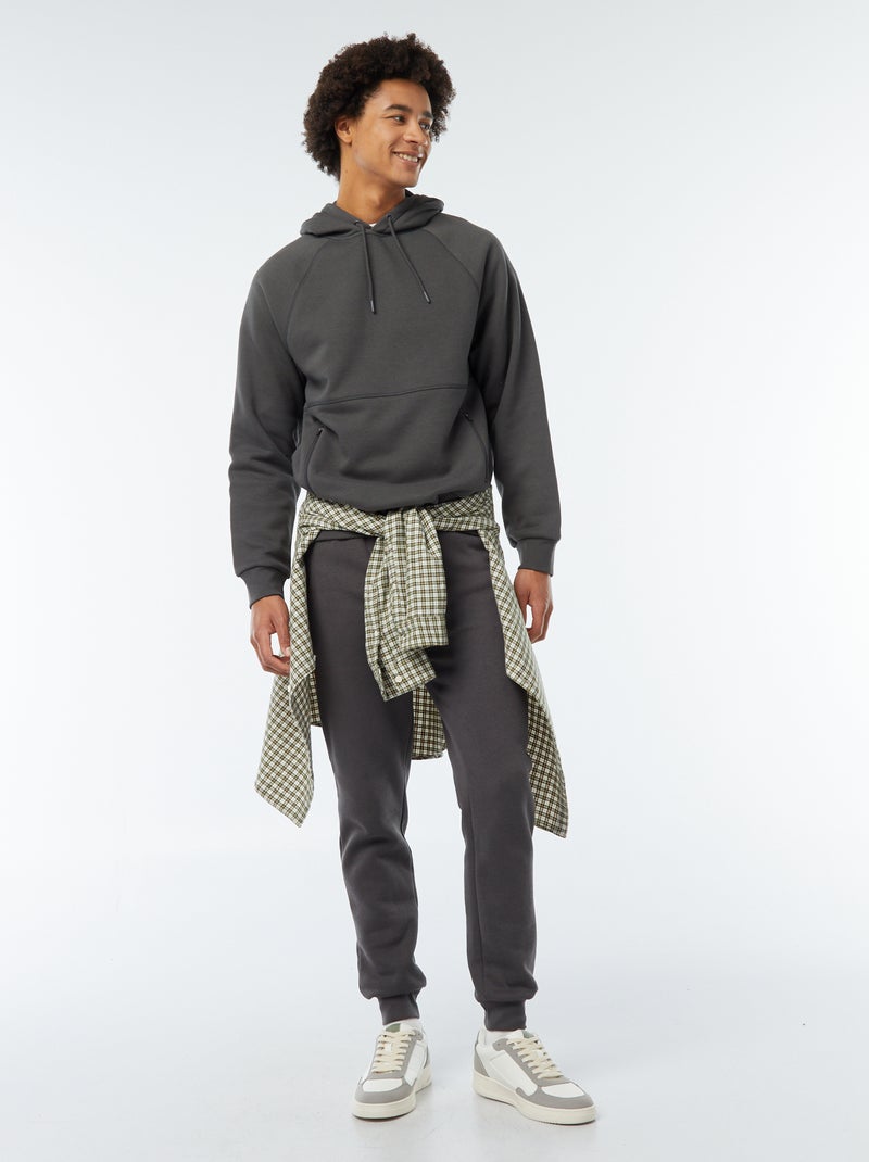 Felpa tinta unita con tasche con zip grigio - Kiabi