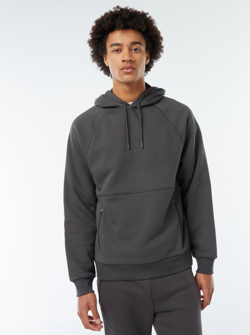 Felpa tinta unita con tasche con zip grigio - Kiabi