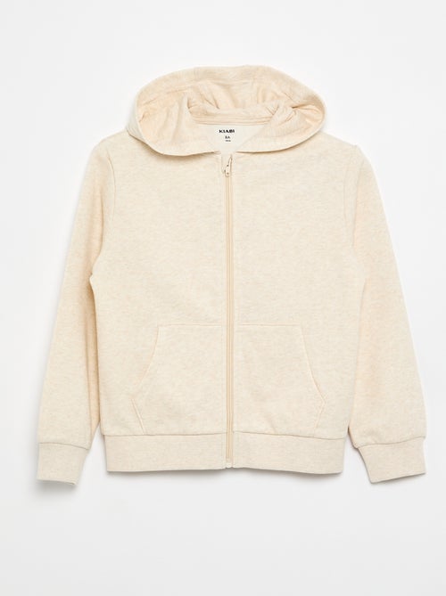Felpa tinta unita con zip e cappuccio - Kiabi