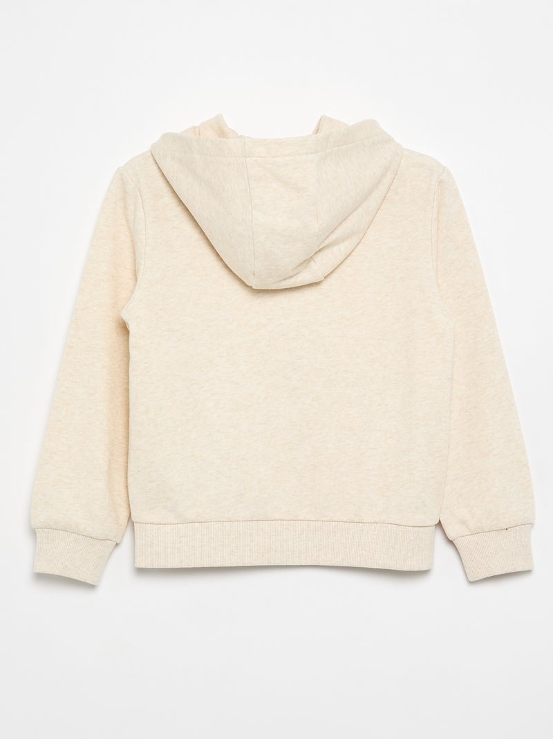 Felpa tinta unita con zip e cappuccio Beige - Kiabi