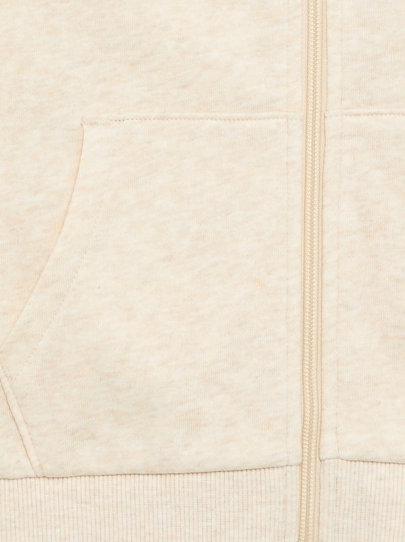 Felpa tinta unita con zip e cappuccio Beige - Kiabi