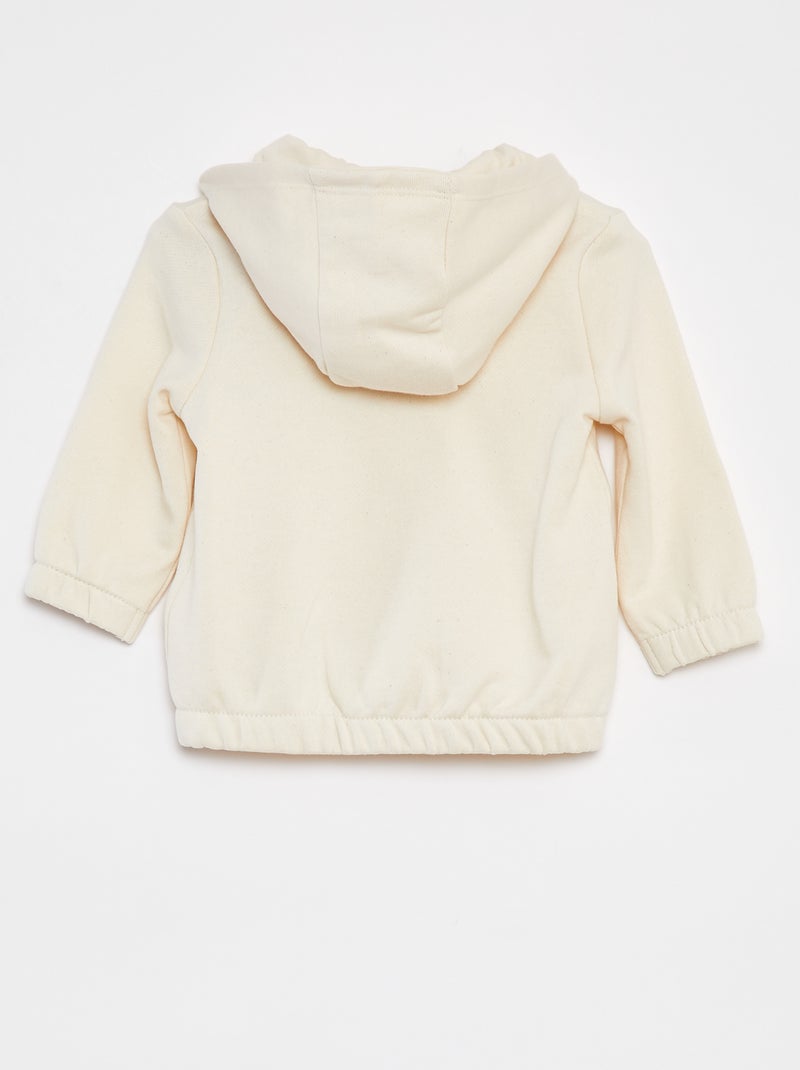 Felpa tinta unita con zip e cappuccio BIANCO - Kiabi