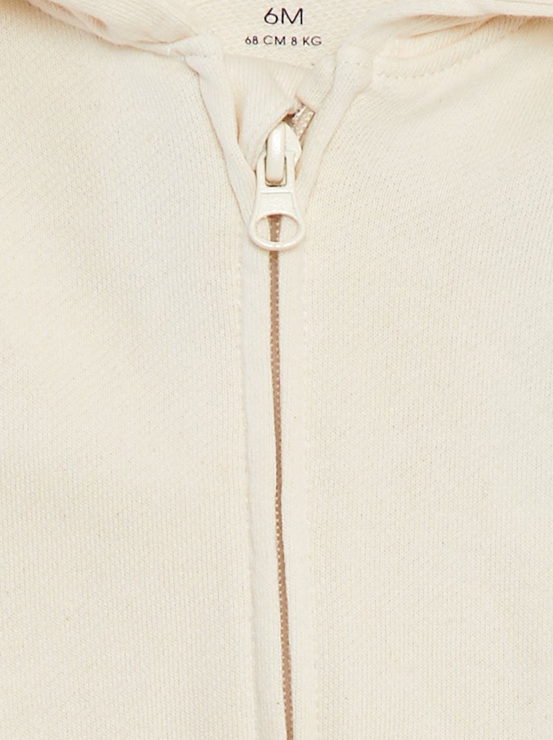 Felpa tinta unita con zip e cappuccio BIANCO - Kiabi