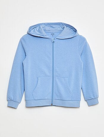 Felpa tinta unita con zip e cappuccio