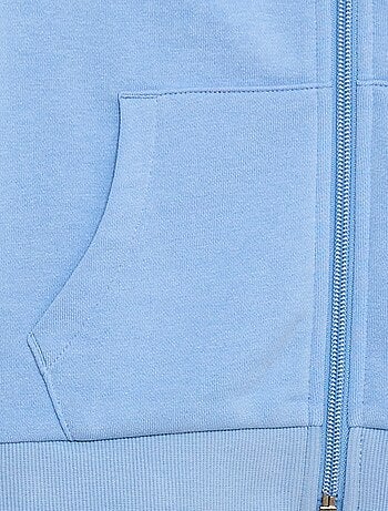 Felpa tinta unita con zip e cappuccio