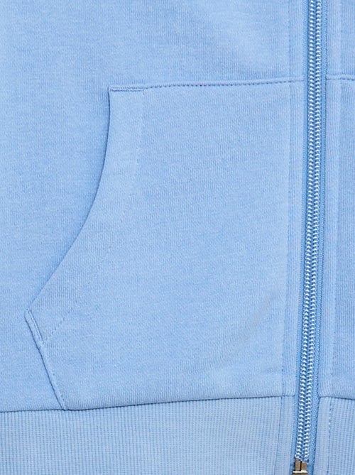 Felpa tinta unita con zip e cappuccio - Kiabi