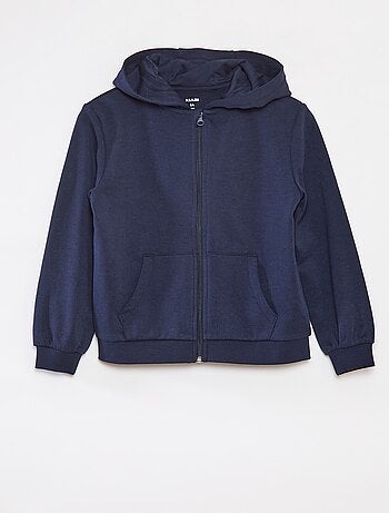 Felpa tinta unita con zip e cappuccio