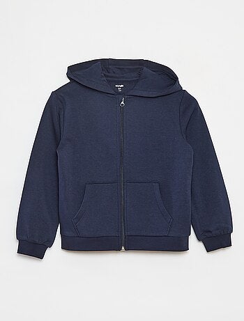 Felpa tinta unita con zip e cappuccio