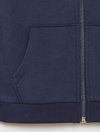 Felpa tinta unita con zip e cappuccio