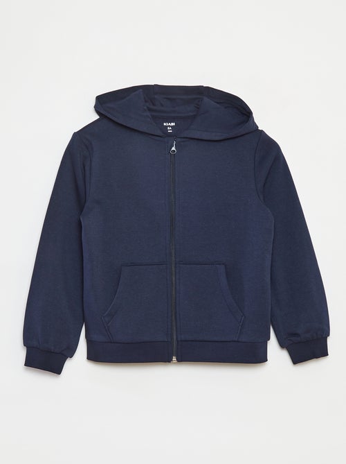 Felpa tinta unita con zip e cappuccio - Kiabi