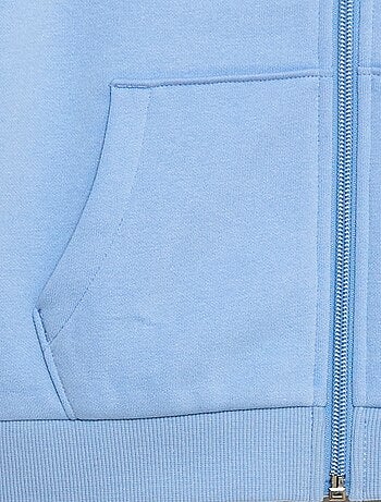 Felpa tinta unita con zip e cappuccio