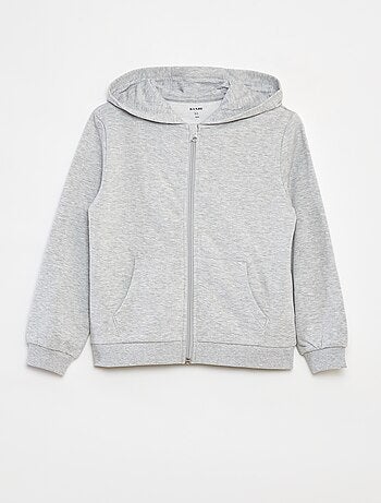 Felpa tinta unita con zip e cappuccio